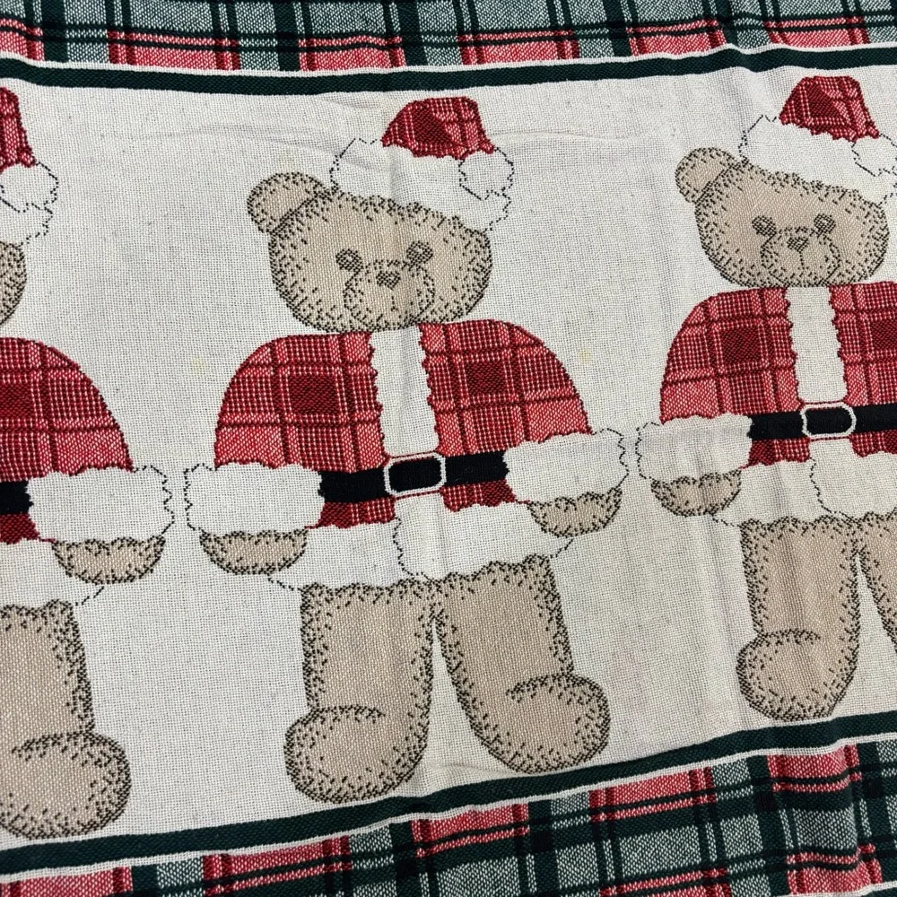 Crown Crafts Christmas Teddy Bears Woven Throw‎ Blanket Cotton Made in USA